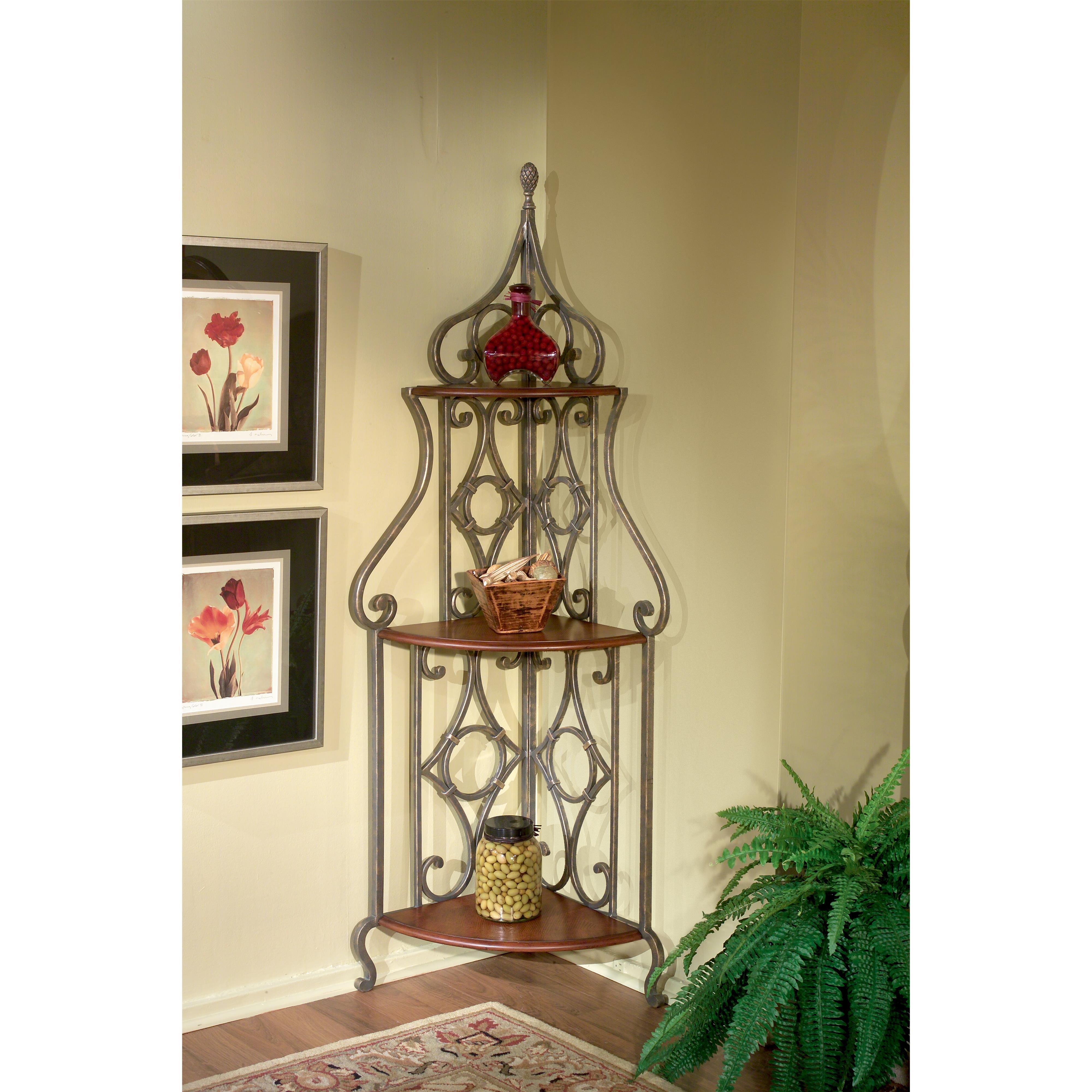Wrought iron corner bakers rack 2025